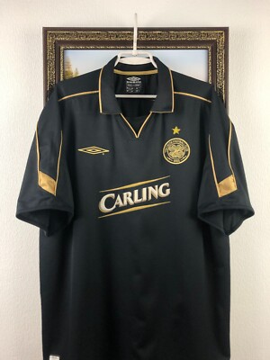 Celtic Away football shirt 2003 Soccer Umbro Jersey Black Trikot