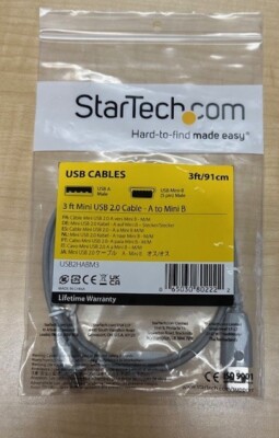 New StarTech Straight USB 2.0 A to Mini B Cable 6 Inch, 15 cm Long