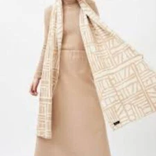 Mila.Vert Long Scarf Cotton beige Tan White