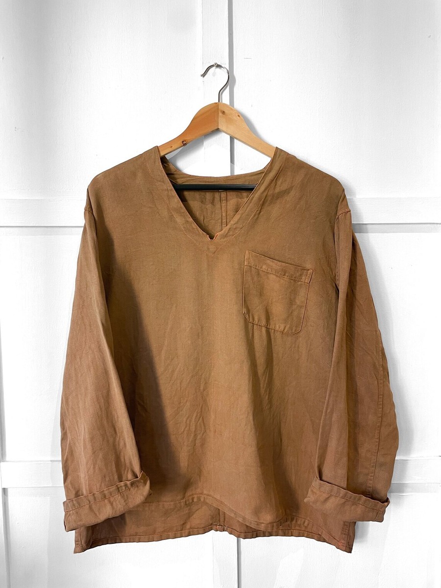 Vintage Cotton Artist Gown Caramel Brown/Navy/Dark Pink