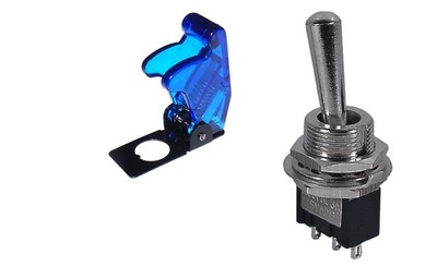 SPDT(ON-ON)3P MINI TOGGLE SWITCH 6AMP-125V TRANS-BLUE FLIP CVR # 66-1231/66-5019