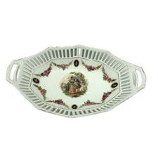 VTG Schumann Arzberg Germany Reticulated Pierced Bowl Victoria Courting Couple