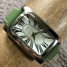 TOKYObay Women Dress Green Leather Rectangular Quartz Analog 28mm Watch 7 1/4"