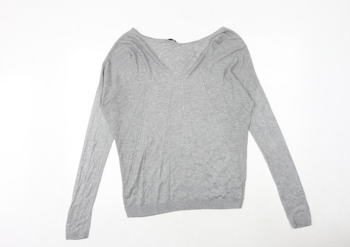Promod Womens Grey V-Neck Viscose Blend Jumper Size L - Picture 2 of 10