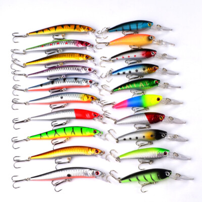 20pcs Minnow Fishing Lures Crankbait Spinner Baits Wobblers Fly Fishing Lure Set