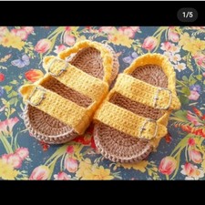 Scarpette Sandalini Neonato/Neonata Uncinetto taglie 0-3,3-6, 6-9 Regalo Nascita