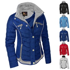 Damen Übergangsjacke Herbst  Trenchcoat Kapuze Steppjacke Parka kurz