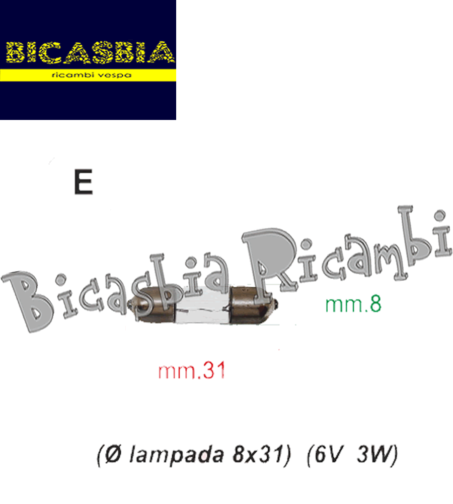 Lampada Per Vespa A Siluro 6V 0.6w 6.5X31 - Foto 8