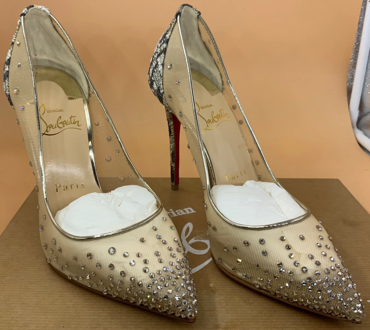 Christian Louboutin Follies Strass 100 Mesh Pump