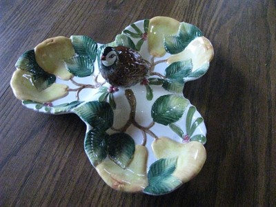 Fitz & Floyd FF Woodland Partridge & Holiday Pear 3 Section Appetizer Tray 11''
