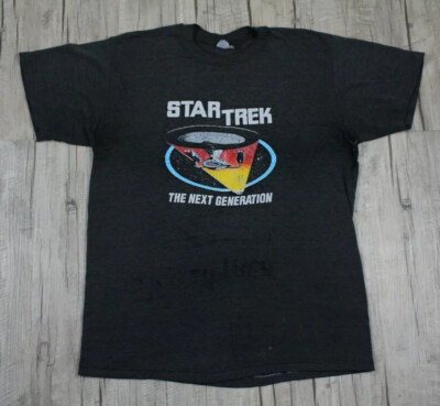 Vintage 80s Star Trek The Next Generation PAPER THIN Sci-Fi Movie Shirt Large