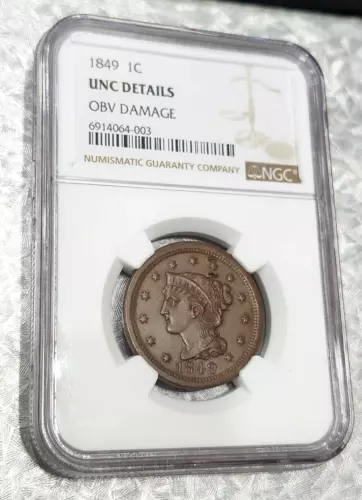 1849 Braided Hair Cent - UNC Details - NGC - WOW Coin!