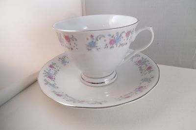 Vintage FTDA Made in China Cup & Saucer Pink Roses 
