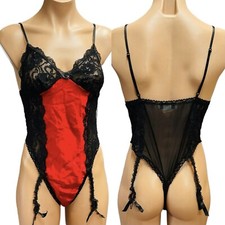 Vintage Seductive Wear Cinema Exoile BODYSUIT Thong TEDDY Lace Garters LINGERIE
