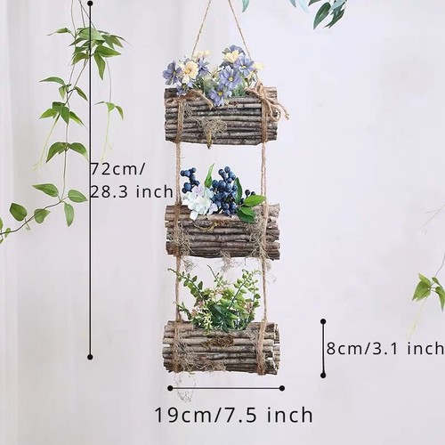 Extérieur Fleur Suspendu Panier Bois Jardin Décor Paysage Porte Ornement Moderne - Photo 17 sur 24