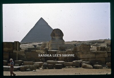 1984 Slide Man Walking Great Sphinx And Pyramid of Giza Cairo Egypt #2414