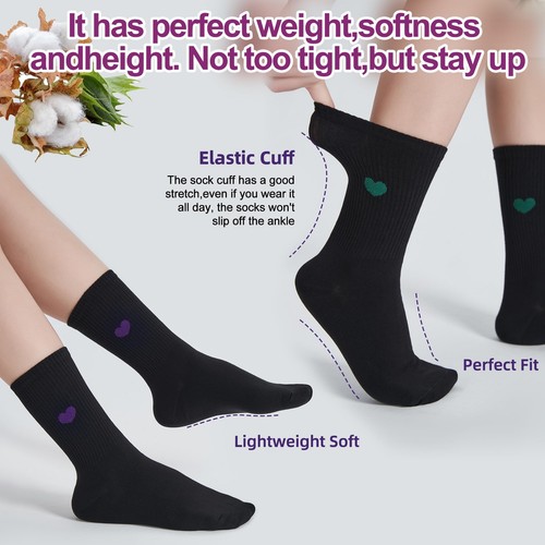 Women Thin Cotton Crew SocksBlack Soft Cotton Bootie Socks Women Above Ankle ... - Picture 4 of 6