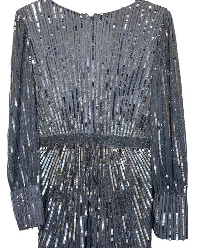 Mac Duggal Gown Dress Womens Size 10 Sequin Wrap Over Bishop Sleeve 5501 $598 - Picture 10 of 19