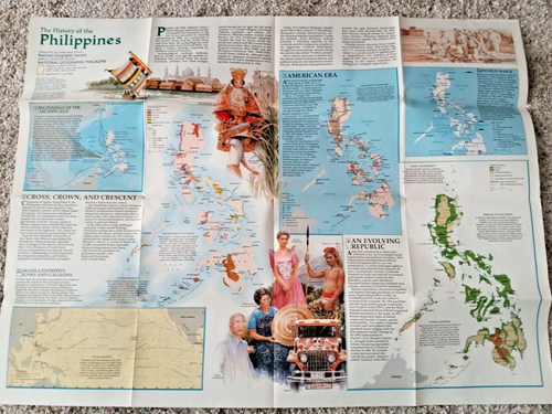 The History of the Philippines Map July 1986 National Geographic Magazine