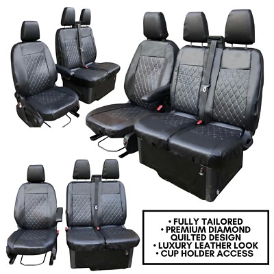 Für Ford Transit Custom ab 2013- Maßgefertigte Leder Gesteppte Van Sitzbezüge