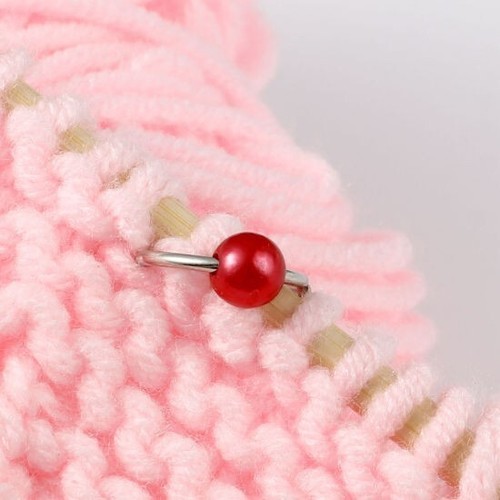 10 x Knitting Stitch Markers Ring - Pealised Bead and Alloy - Picture 2 of 3