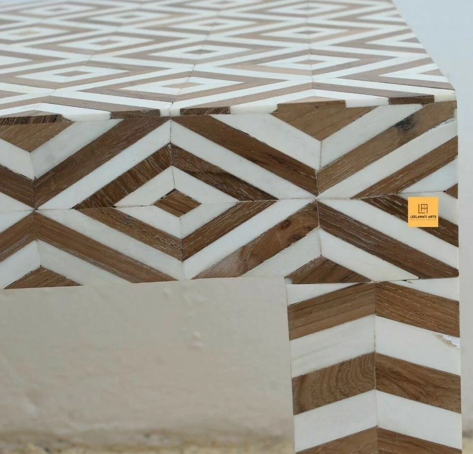 HOME DECORATIVE BONE INLAY EYE DESIGN STUDY AND SIDE TABLE  - Image 3 of 4