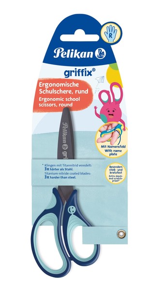 Pelikan 803502 Griffix® Schulschere - Blau, 14 Cm, Rechts, Blisterkarte-image