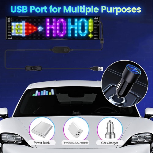 USB Coche Luz Trasera Ventana Pantalla LED Color APP Control Imagen Palabras - Imagen 11 de 16