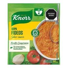 12 Pack Knorr, Sopa De Fideo con Tomate Knorr 95g. Sabor Casero. 4 portions