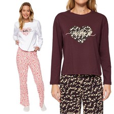 Damen Pyjama Komplettset 100% Baumwolle Langa...