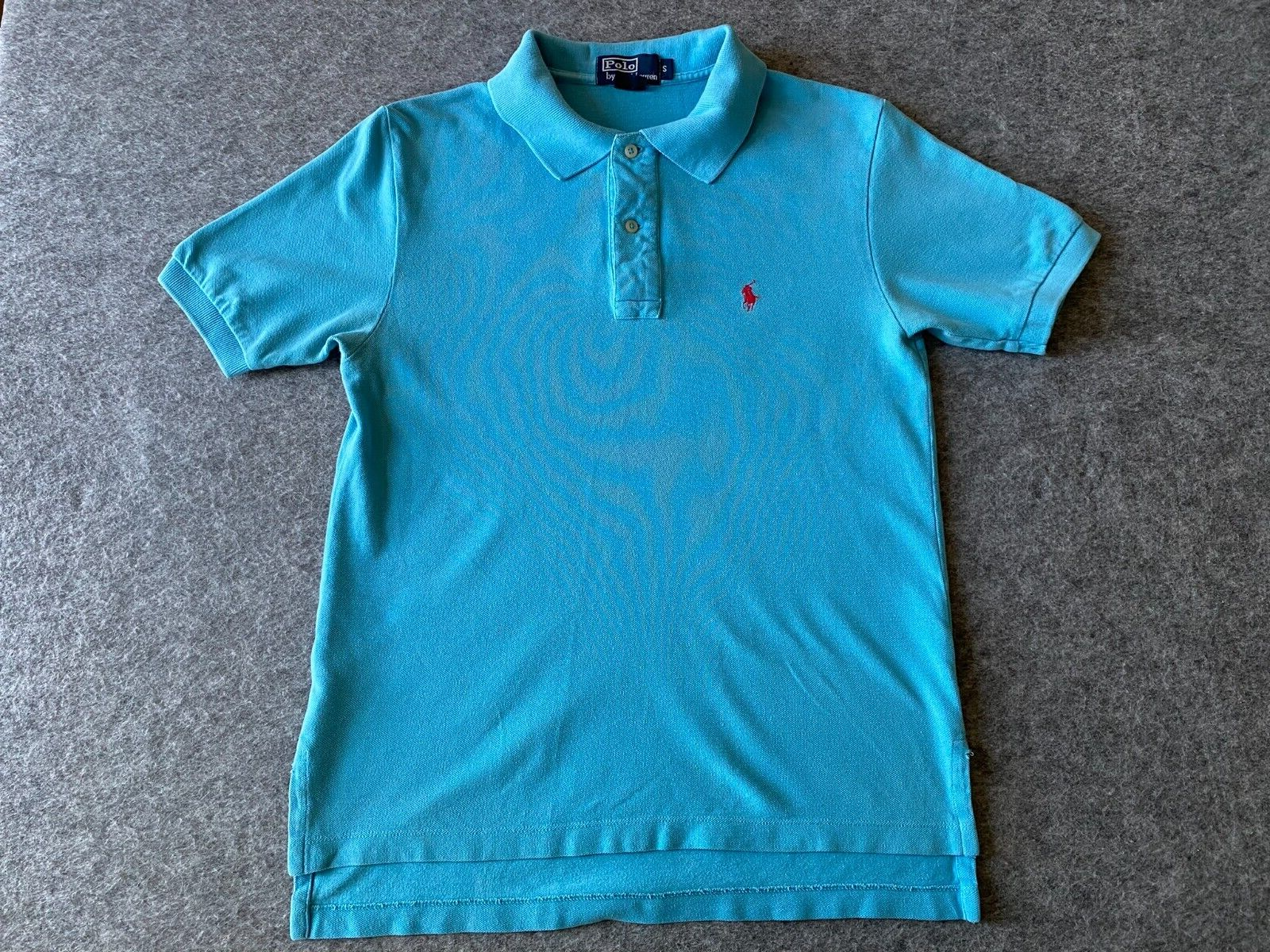 Polo Ralph Lauren Camicia Uomo Piccola Blu Manica Corta 100% Cotone Rosso Pony S