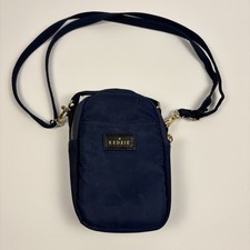Kedzie Crosstown Crossbody Zipper Bag Adjustable Strap - Navy Blue Gold