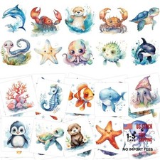 140Pcs Ocean Animals Temporary Tattoos for Kids Under the Sea Creature