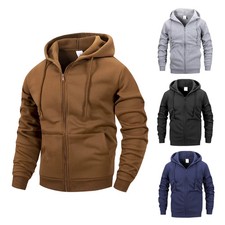 Men  s Zip Hooded Casual Sweatshirt Jacket Solid Color Spring Autumn Hoodie Gift