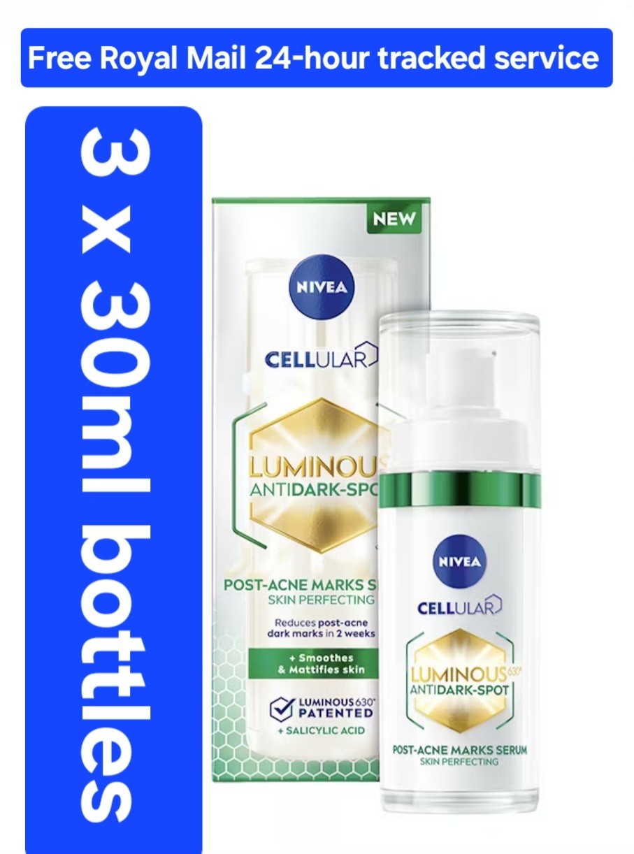 3 x NIVEA LUMINOUS 630 Post-Acne Dark-Spot Serum 30ml Reduces Marks & Hydrates