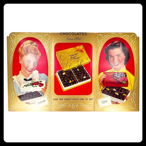 1950s Schraffts Chocolates Vintage Cardboard Advertising Sign Display HUGE 47"