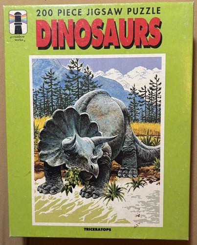 Vintage 1975 Rainbow Works Triceratops Dinosaur Jigsaw Puzzle Complete - Picture 1 of 2