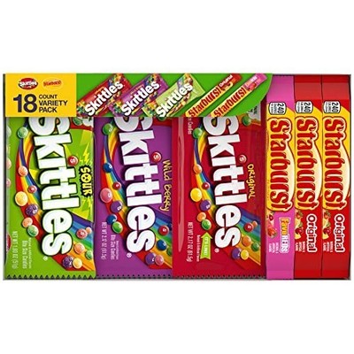 SKITTLES , Starburst Variety Pack, 18 Count, 37.05 oz Bulk Candy Box.