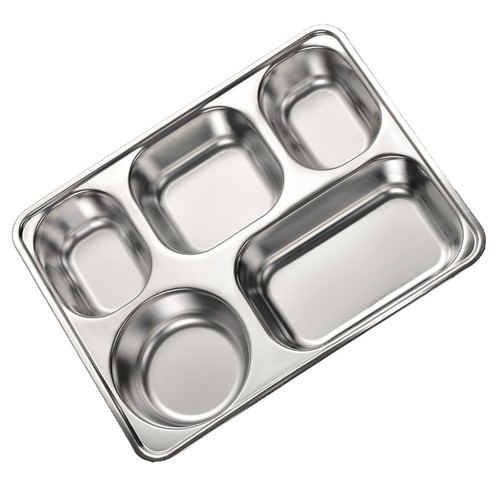 Silver Stainless Steel Food Divided Tray with Five Compartments for Home Use - Afbeelding 3 van 17
