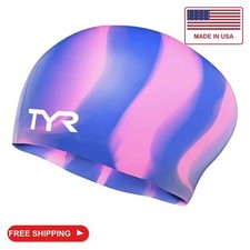 TYR Adult Silicone Long Hair Swim Cap - Wrinkle-Free, Streamlined Performance Ca