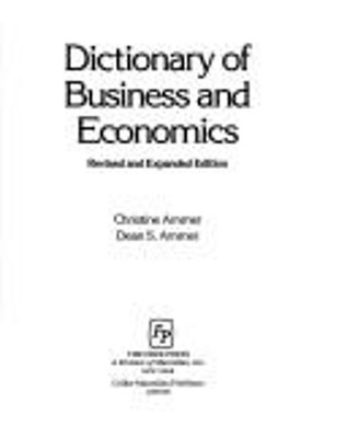Wörterbuch Für Wirtschaft Und Ökonomie Taschenbuch Dean S., Ammer, Ch