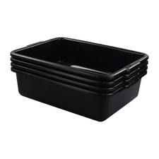 Zerdyne 13 L Plastic Commercial Bus Tubs, 4 Pack Rectangular 13 L, black