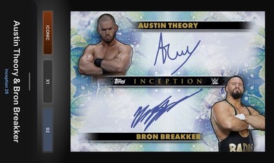 Austin Theory Bron Breakker Dual Signature Iconic - Topps Slam WWE Inception 26