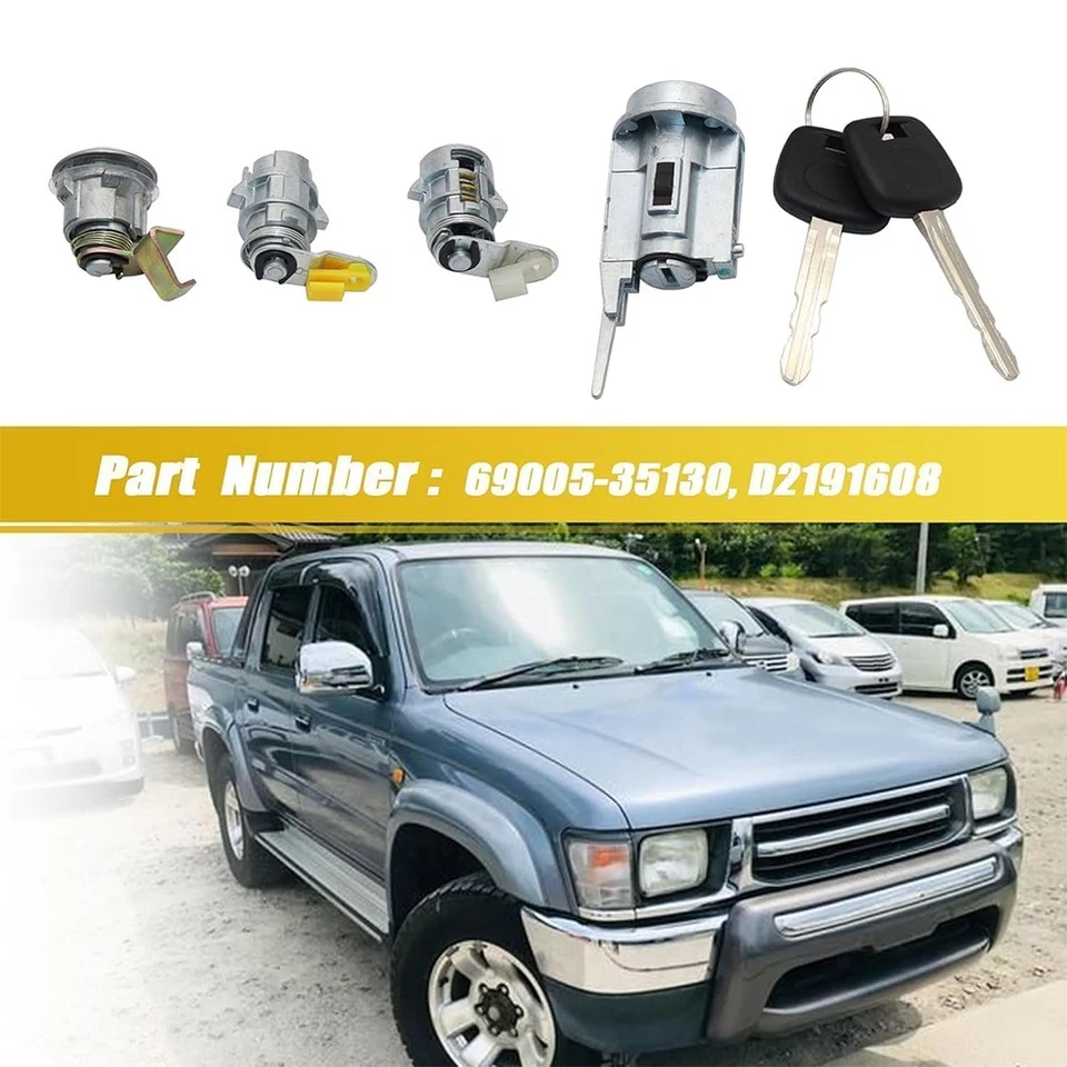 NEW For Toyota Pickup Truck #69005-35130 Ignition Door Locks & Gas Lock W/2 Keys - Imagem 2 de 4