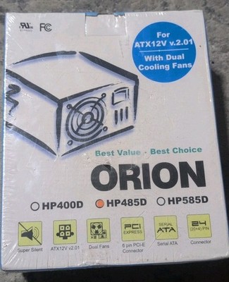 Orion HP485D 485W 485 Watts ATX12V v.2.01 Power Supply Dual Cooling Fans