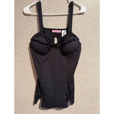 Whispers Black Ruffle Padded Camisole Top with Bows Coquette Style Women L/L