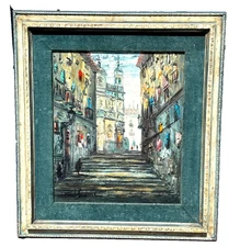Fermin Santos Spain Impressionist Street Scene Bishop's Passage Painting 31x27