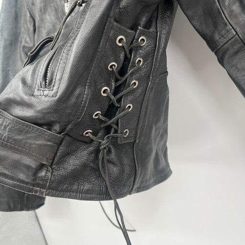 Vintage Leather Biker Jacket Black Size 46 Men's Full Zip Thinsulate Lining - Picture 8 of 11