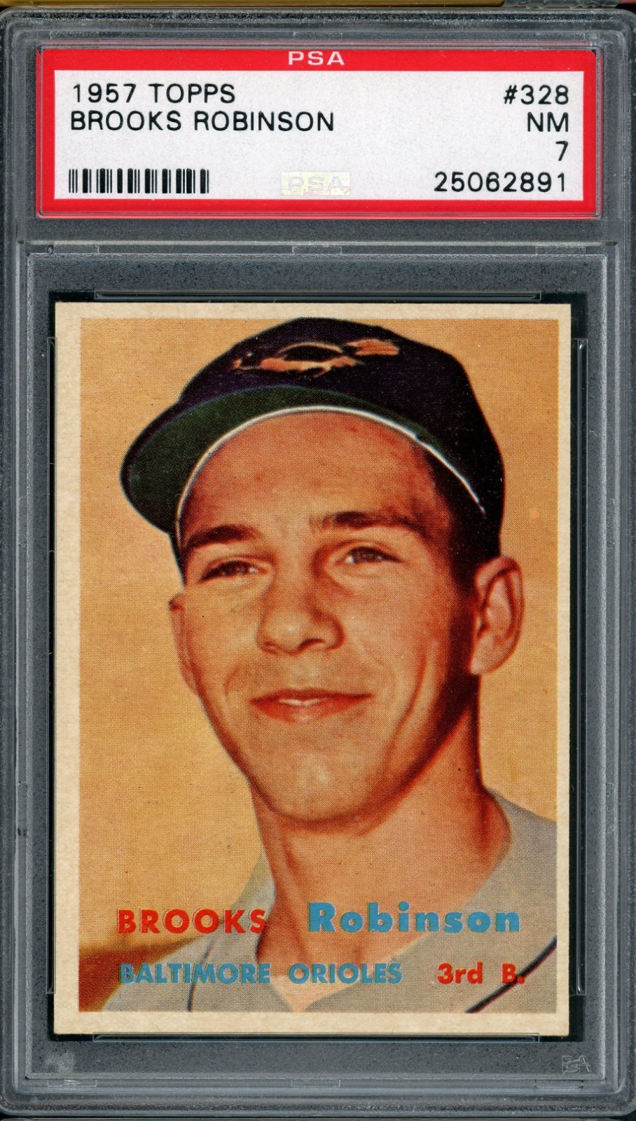 1957 Topps #328 Brooks Robinson RC Baltimore Orioles nrmt PSA 7 Set Break