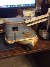 MARX . LUMAR CONTRACTORS . DRAG BACK HOE BLUE RUBBER TIRES . Toy Metal.